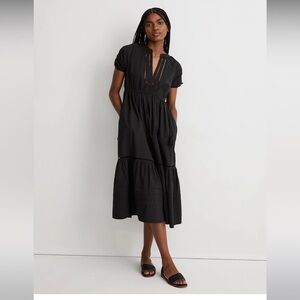 Madewell Poplin Midi Dress Black XS
